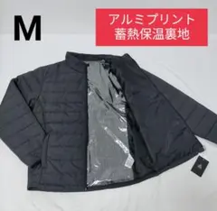 新品　中綿ジャケット【M】メンズ　グレー　アルミプリント　蓄熱保温裏地　薄手
