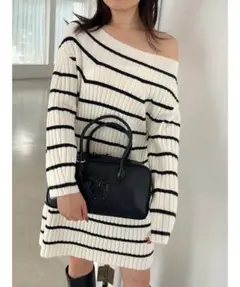 【新品】SNIDEL リブニットミニワンピース Aライン 2WAY オフショル