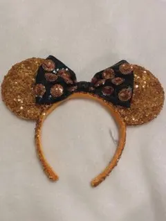 ディズニー　オレンジ　水玉　カチューシャ