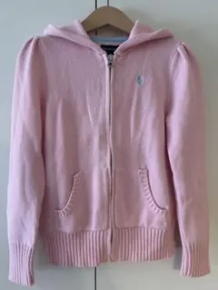 【送料込み】ラルフローレンキッズ ピンクのフードジップニット(サイズ120)