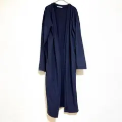 ロングカーディガン ニット ネイビー ガウン コーディガン フリーサイズ