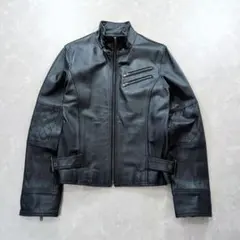 【本革】Vintage　シングルライダース　レザージャケット　黒　L相当　y2k
