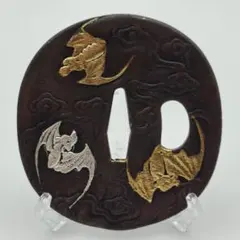 刀鍔 XG56 蝙蝠図 銅製 日本刀装具 金銀メッキ 居合 刀剣美術 武道