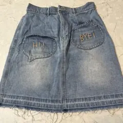 刺繍ポケット デニムスカート