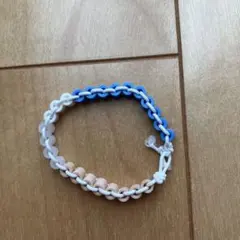 ハンドメイド ビーズブレスレット ブルー ベージュ