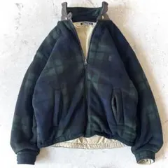 90s ノーティカ 襟レザー フリース スウィングトップ リバーシブル ブルゾン