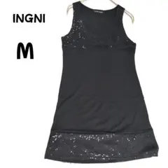 INGNI 　スパンコールノースリーブ チュニック M　レース 　タンクトップ黒