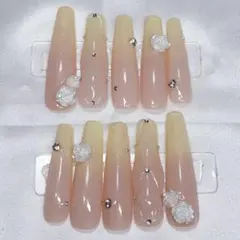 ギャル　ロングネイルチップ　黄色　ベイビーブーマー　ワンホン