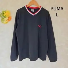 プーマ PUMA Vネックニット L 長袖 ロゴ メンズ