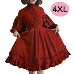 ゴスロリ コスプレ フリルワンピー赤4XL ゴシックロリータ 地雷系 病み系
