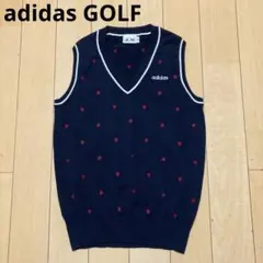adidas GOLF アディダスゴルフ　ニットベスト　総柄　ネイビー　Mサイズ