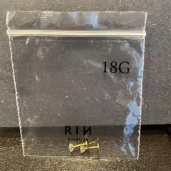 RIN 18G 6mmxジュエル3mm ゴールドクリア 両耳
