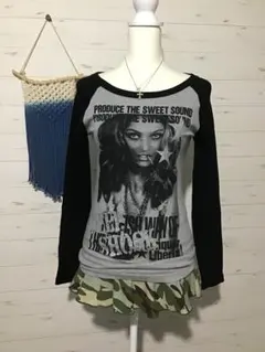 激レア/Y2K Hysteric★スカル ドット レース ロンT 黒 ピチT 激レア/Y2K Hysteric☆スカル ドット レース ロンT 黒 ピチT レーサー