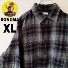 USA古着 SONOMA　ネルシャツXL　ブラックグレー　チェック