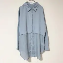 ジェイエフレディメイド 裾切り替えシアーシャツ チュニック キレイめ Fのサムネイル