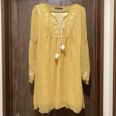 送料込み 匿名配送 未使用 ワンピース マスタード 薔薇