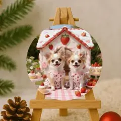 【送料無料❣️】チワワ防水ステッカー いちごの家