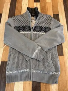 m.f.editorial ジップアップ ニットジャケット グレーのサムネイル