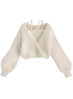 GRL キャミ付きラメシャギーニットカシュクールトップス mb1572