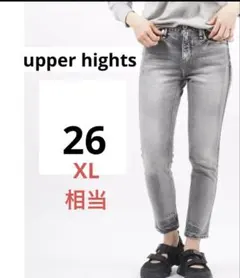 【美品】大きめXL、26、アッパーハイツＴＨＥSTELLA、グレーデニムパンツ