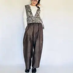 着物リメイク　大島紬　タック入りコクーンパンツ