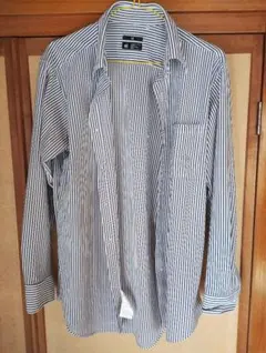 スーツセレクト ボタンダウンワイシャツ/ホワイト×ドビーストライプ