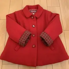 ファミリア　赤　ウールコート　くるみボタン　90cm ファミリアチェック