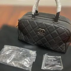 CHANEL キャビアスキンミニボストンバックブラック新品金具人気のシルバー