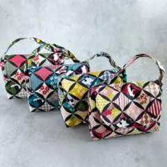 ＜緑系＞ハンドメイド　ハチワレ　和柄　ミニポーチ　【１１９】