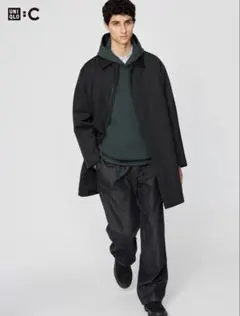 【完売品】UNIQLO C タックストレートパンツデニム　ブラック 70