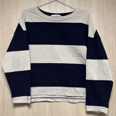 【値下げ】ネイビー＆ブラウンボーダーカットソー　Mサイズのサムネイル
