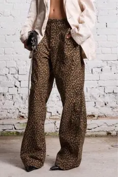 R13 Wide Leg Leopardヒョウ柄 ワイドパンツ アールサーティンのサムネイル