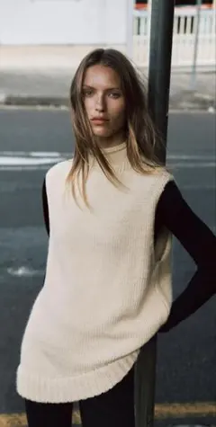 ZARA ザラ ベージュ タートルネック ニットベスト 新品未使用 レディース