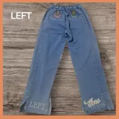 Neo-Y2K レフトアローン 刺繍デザイン ワイドデニムパンツ　M