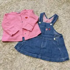 MIKI HOUSE ジャンパースカート カーディガン セット ホットビスケッツのサムネイル