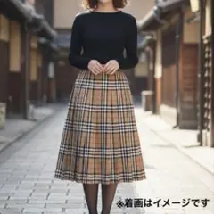 バーバリーズ　ヴィンテージ　ノバチェック　プリーツスカート　ミモレ丈　9AB2
