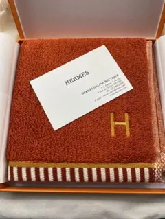 HERMES エルメス　オレンジ タオルハンカチ