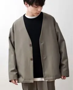 MONO-MART ビッグシルエット ノーカラージャケット&パンツ セットアップ