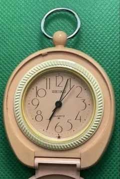 ジャンク品 SEIKO ピンク クォーツ 携帯型置時計