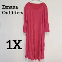 Zenana Outfitters【1X】ピンク カットソーワンピース ロング