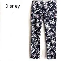 ディズニー ストレッチパンツ 花柄 ミッキー総柄 ブラック系 カジュアル