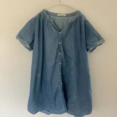 chocol raffine robe デニムブルー チュニック 半袖　F
