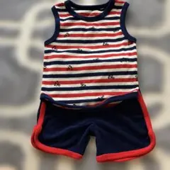 ストライプノースリーブタンクトップとショートパンツセット　未使用品