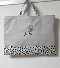 レッスンバッグ ダルメシアン 刺繍 ハンドメイドのサムネイル