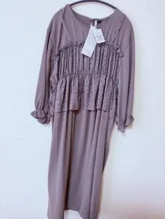 ■新品 3L■ドット柄 モカ ドッキング ワンピース