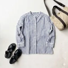 マーガレットハウエル 24ss コットン バンドカラー シャツ M