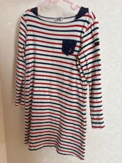 ミキハウス ダブルビー 130cm ボーダー 長袖 ワンピース