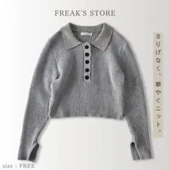 FREAK'S STORE ラメポロ襟 リブニット プルオーバー グレー F