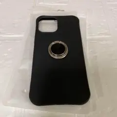 スマホケース iPhone12ProMAXリング付き ブラック ソフトケース