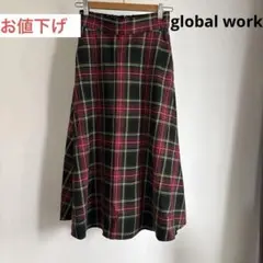 グローバルワーク　チェック柄　ロングスカート
